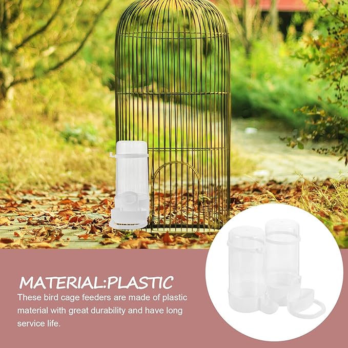 2pcs Automatic Bird Cage Feeder and Water Bottle Set, Parrot Cage Feeder with Food Dispenser, Bird Feeding and Watering Supplies for Cockatiels and Parakeets