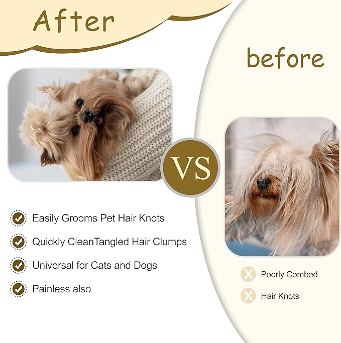 Premium Pet Grooming Kit for Cats & Dogs - Includes 2 Knotting Combs, 1 Shedding Comb & 1 Double-Sided Comb, Detangling & Deshedding Cat Grooming Kit