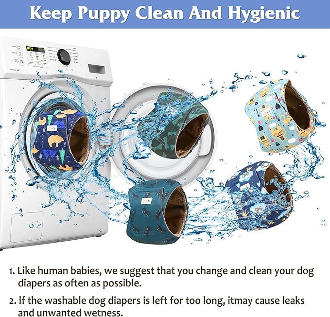 5 Pack Dog Diapers Male, Premium Belly Bands for Male Dogs, High Absorbing Male Dog Pee Wraps for Doggie in Incontinence or Excitable Urination and Training M