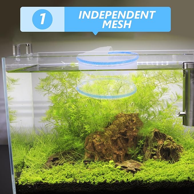 Aquarium Breeding Box and Fish Tank Hatchery Box Nylon Mesh Floating Isolation Net with Feeding Ports for Small Fish Incubator and Betta Nursery