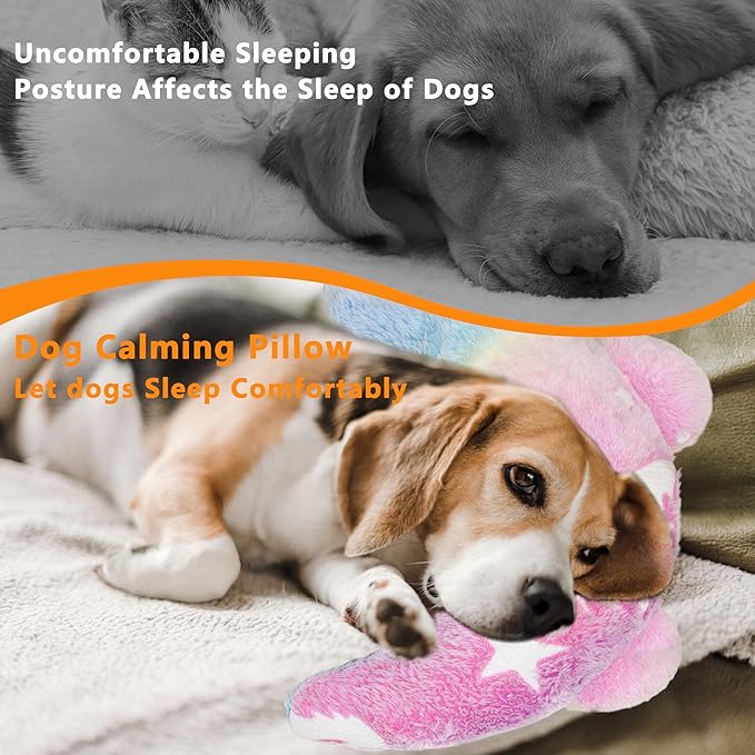 Pet Calming Pillow for Dogs, Soft U-Shaped Pillow Glow in The Dark, Joint Relief, Sleep Comfortably,Suit for Small, Medium, Large Dogs, Fluffy Pet Neck Pillow (S-Light Pink)