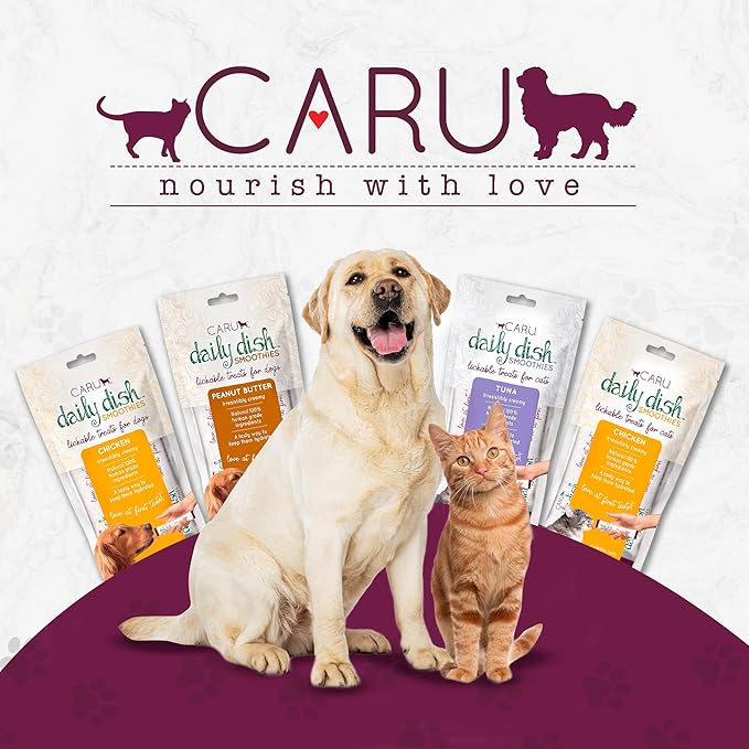 Caru - Daily Dish Smoothies - Lickable Tuna & Salmon Cat Treat - 4 Pouches per Pack - Pack of 6