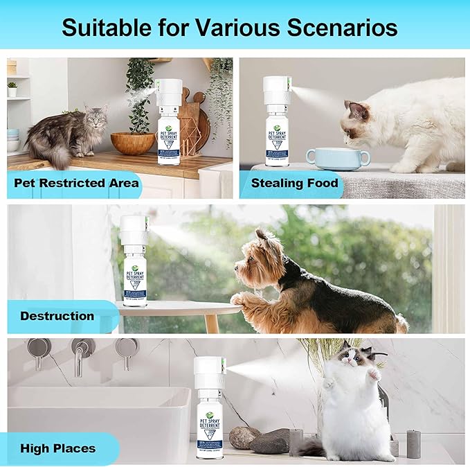 Cat Spray Deterrent System [2 Pack] Pet Deterrent Device Refill 4 Pack White