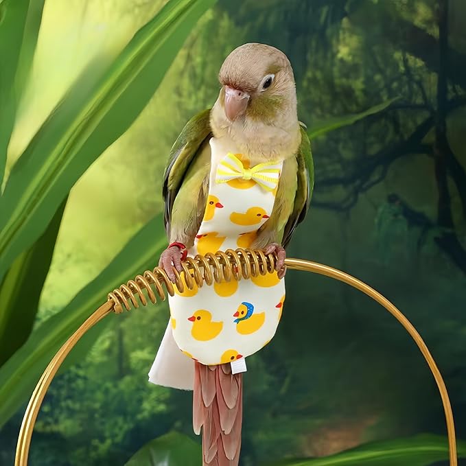 6Pcs Bird Diapers Bird Harness Flight Suits Diapers Reusable Parrot Nappy with Waterproof Inner Layer Washable Cute Urine Wet Suit Costume for Cockatiel Conure Budgie Macaw Parakeet, S