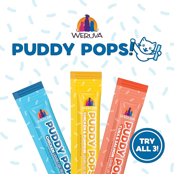 Weruva Puddy Pops, Chicken and Pumpkin Lickable Cat Treats, 0.5oz Tube, Pack of 5