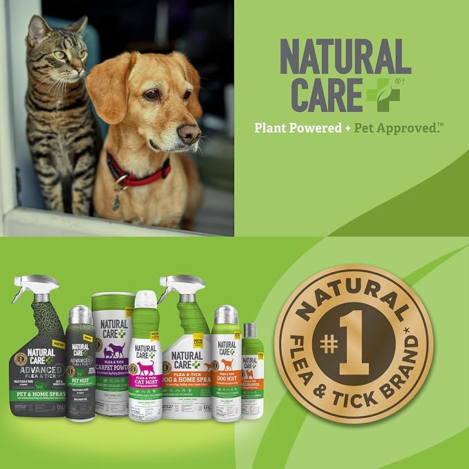 Natural Care Flea and Tick Carpet Powder, Flea & Tick Treatment for Rugs, Carpet, and Pet Bedding, Pet Essential, Pest Prevention, 8.1 oz Canister