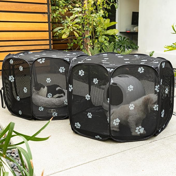 2-in-1 Cat Playpen with Pee Pad, 72''Pop Up Dog Pet Playpen for Indoor Outdoor Cats Enclosed, Portable Pet Playpen, Kitten Puppy Foldable Play Pen Cat Dog Tent Crate Cage Kennel(M, 72" Lx36Wx24H)