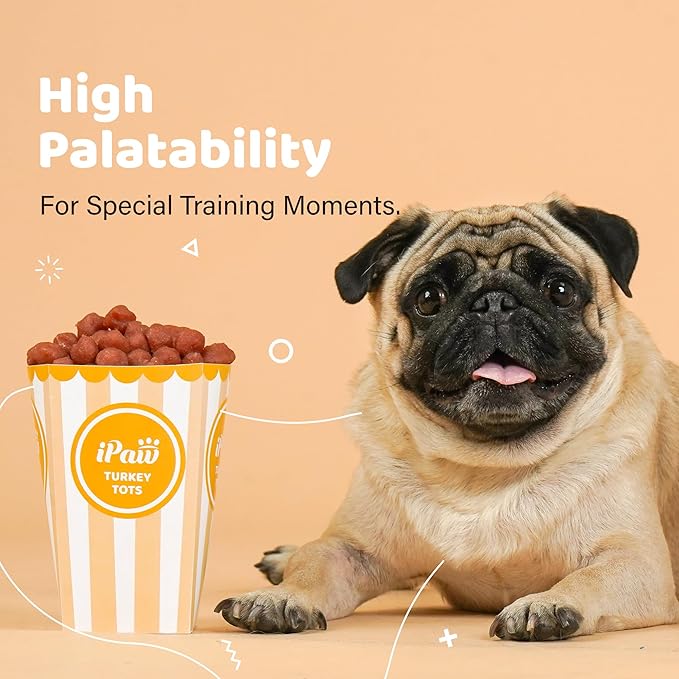 iPaw 2 Saver Combo Turkey Tots Dog Treats for Puppy Training, All Natural Human Grade Dog Treat, US Sourced Raw Material, Hypoallergenic, Easy to Digest (Turkey Tots), 2 Packs