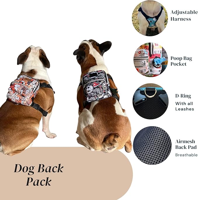 PawLook Dog Backpack to Wear with Chest Harness Self Carrier dogbag with Additional Pocket for Poop Bag Anti Slip Stylish Dog Bag for Your pet Street Smart Serie Pawsup Orange Small