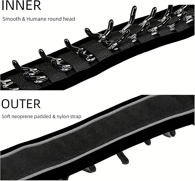 Lightweight Prong Collar for Dogs, Reflective No Pull Dog Collar | Adjustable Size Dog Pinch, Breathable Woven Fabric Air Grid Technology, Martingale Collar for Dogs Training(Black-M)
