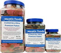 Aquatic Foods Inc. Premium Cichlid Gro Ultra 8-Type Flake Mix with Krill, Shrimp, Plankton, Spirulina for Central & South American Cichlids Also Pellet Mix, Wafer Mix Included…1-lb 2oz