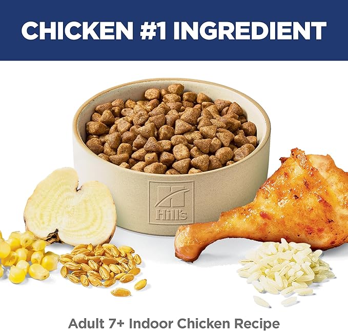 Hill's Science Diet Indoor, Senior Adult 7+, Easy Litter Box Cleanup, Dry Cat Food, Chicken Recipe, 7 lb Bag