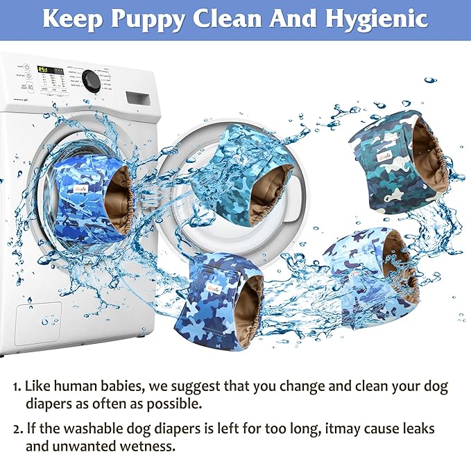 5 Pack Dog Diapers Male Reusable, Premium Belly Bands for Dogs, High Absorbing Male Dog Pee Wraps for Doggie in Incontinence or Excitable Urination Camouflage Pattern XS