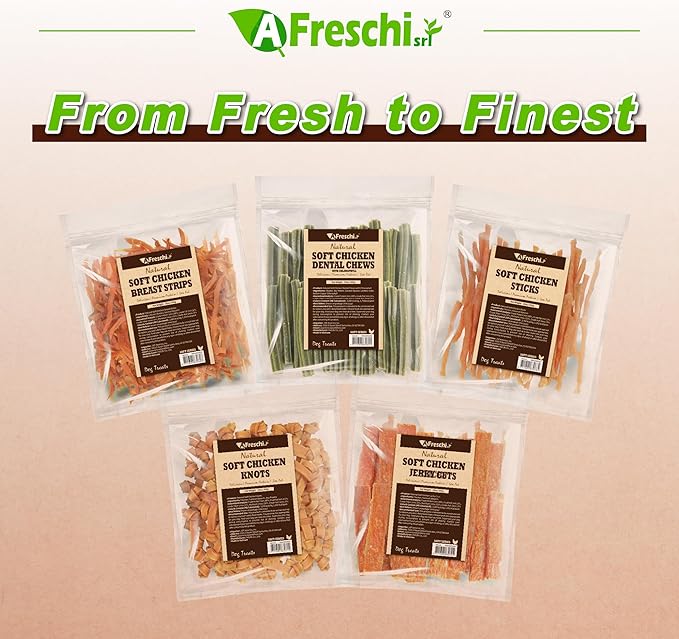 A Freschi srl Soft Dental Dog Treats, Natural High-Protein, Healthy & Easily Digestible, Grain-Free Puppy Chews, Human Grade Training & Rewards Dog Snacks, Dental Chews, 24 oz Pack