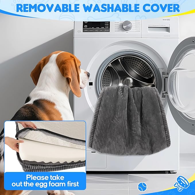 Loiion Thickened 4 in Orthopedic Dog Car Bed, Non-Slip Backseat Pet Mat, Removable Washable for SUVs/Sedans/Trucks, Plush Comfort for Large/Senior Dogs, Easy Clean (Dark Gray, (50" L×24.6" W×4" H))