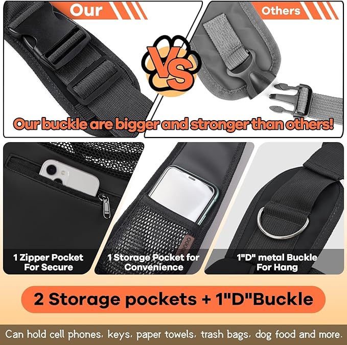 YUDODO Pet Sling Carrier for 2-5 lbs Small Dogs & Cats – Hands-Free Puppy Carrier with Safety Hook, Large Zipper Pocket, Soft Breathable Mesh, Adjustable Strap & Reflective Strip (Gray 3.0 S)