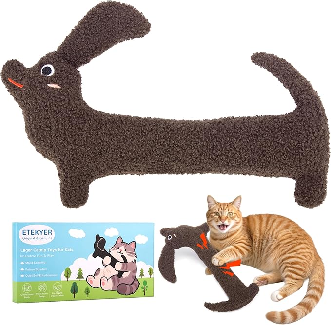 Refillable Catnip Toy for Cats - 13.77 Inch Large Cat Kicker Toy for Indoor Kittens, Crinkly Sound Interactive Kitty Toy Teeth Cleaning Fun