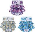 Reusable Dog Diapers Female 3 Pack Doggie Diapers for Period Heat Incontinence Puppy Training (Medium, PurpleFlower)