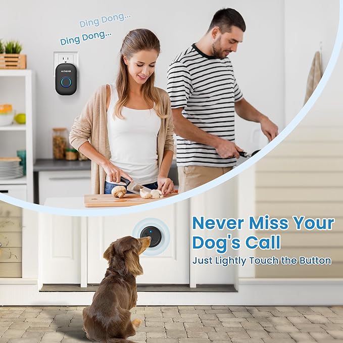Wireless Dog Doorbell for Potty Training, Doggie Door Bell Operating at 1000 Feet with IP65 Waterproof Touch Button, 32 Melodies & 4 Notification Modes