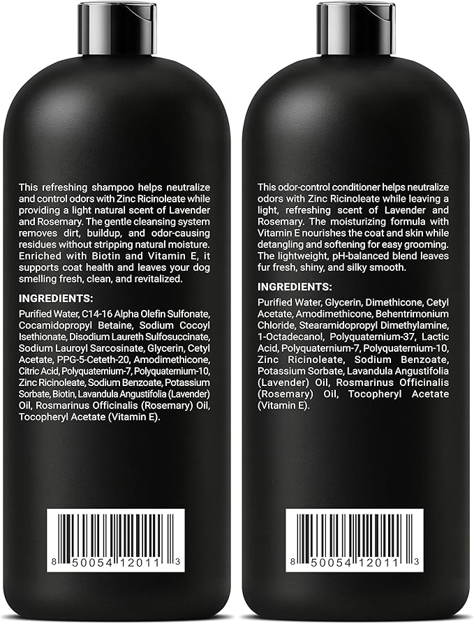 ALFIE'S CHOICE Fresh & Clean Dog Shampoo and Conditioner Set | 16 fl oz Each | Lavender & Rosemary | Deep Cleansing for Smelly Dogs | Deodorizing & Odor Control