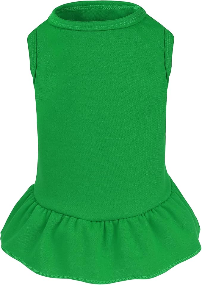 Dog Dresses Cat Skirt Solid Color Dog Clothes Summer Sleeveless Puppy Girl Clothes for Small Pet Dogs Cats (Dark Green, Large)