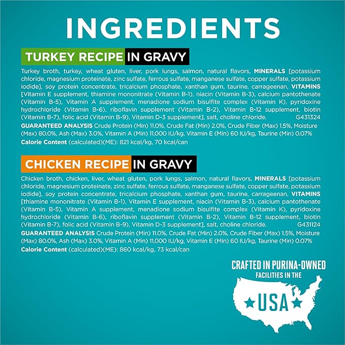 Purina ONE Natural,High Protein Cat Food Variety Pack,Turkey,Chicken and Tuna Recipes - 3 oz. Cans,(Pack of 48)