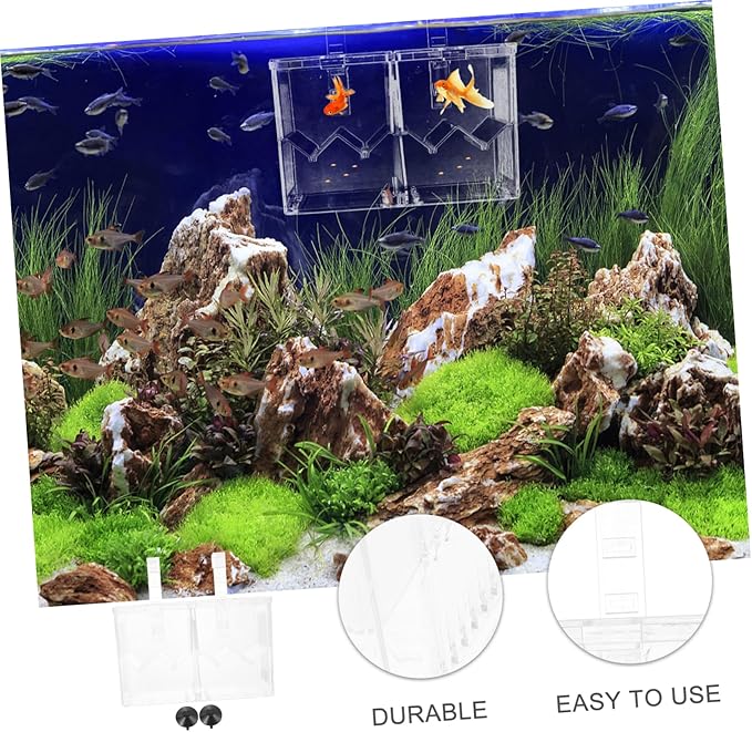 YARNOW 1pc Fish Tank Hatching Incubator Dual Isolation Box for Breeding Fish Plastic Aquarium Accessory Hook Mode for Guppies Shrimp