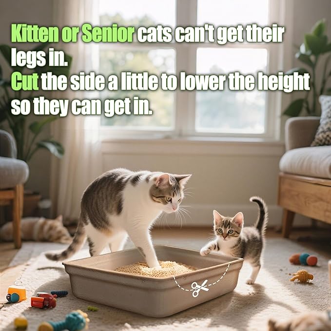 Disposable Litter Boxes for Cats Large: 6-Pack Leak-Proof Sustainable for Indoor/Travel Use Standalone or as Liner 17.5'' x 13.5''