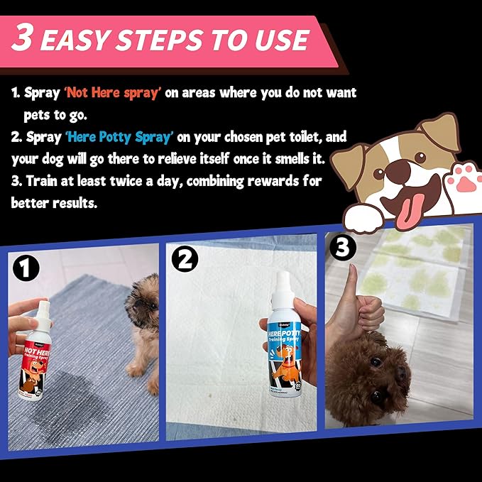 Dog Pee Spray Set, Includes Here Potty & Not Here Training Spray, Potty Training Spray for Dogs, Helps Dogs Develop Proper Potty Habitss (1.69 fl oz Each)