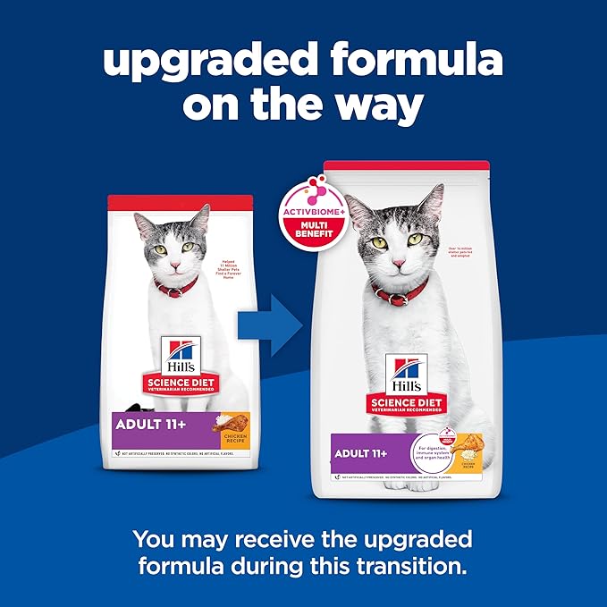 Hill's Science Diet Senior Adult 11+ Premium Nutrition Dry Cat Food, Chicken Recipe, 3.5 lb Bag