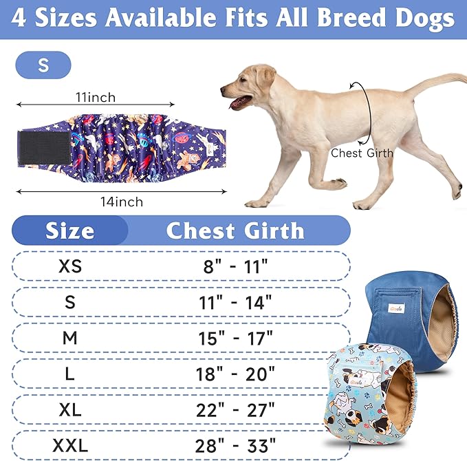 5 Pack Dog Diapers Male Reusable, Premium Belly Bands for Dogs, High Absorbing Male Dog Pee Wraps for Doggie in Incontinence or Excitable Urination and Training Black XL