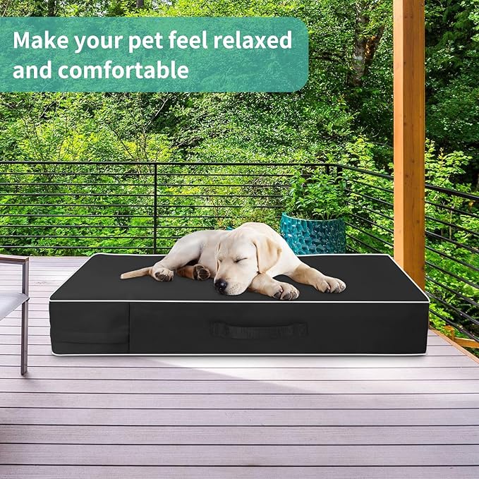 COSHNIBI Dog Bed Covers Replacement Washable,Waterproof Dog Bed Cover with Zip and Carry Handle for Dog/Cat 30''Lx20''Wx3''H-Black