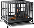 Oranland 38 inch Heavy Duty Indestructible Dog Crate,2025 New Upgraded Reinforced Baseplate for Large Dogs,XL Dog Kennel Indoor for High Anxiety Dogs/Max Load Capacity 200lbs/Double Door with Wheels
