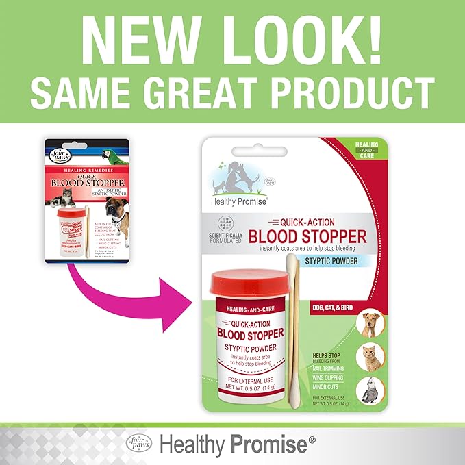 Four Paws Healthy Promise Quick Action Blood Stopper Styptic Powder for Dogs & Cats, 0.5 Ounces (Pack of 1)