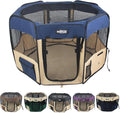 EliteField 2-Door Soft Pet Playpen (2 Year Warranty), Exercise Pen, Multiple Sizes and Colors Available for Dogs, Cats and Other Pets (62" x 62" x 24"H, Navy Blue+Beige)