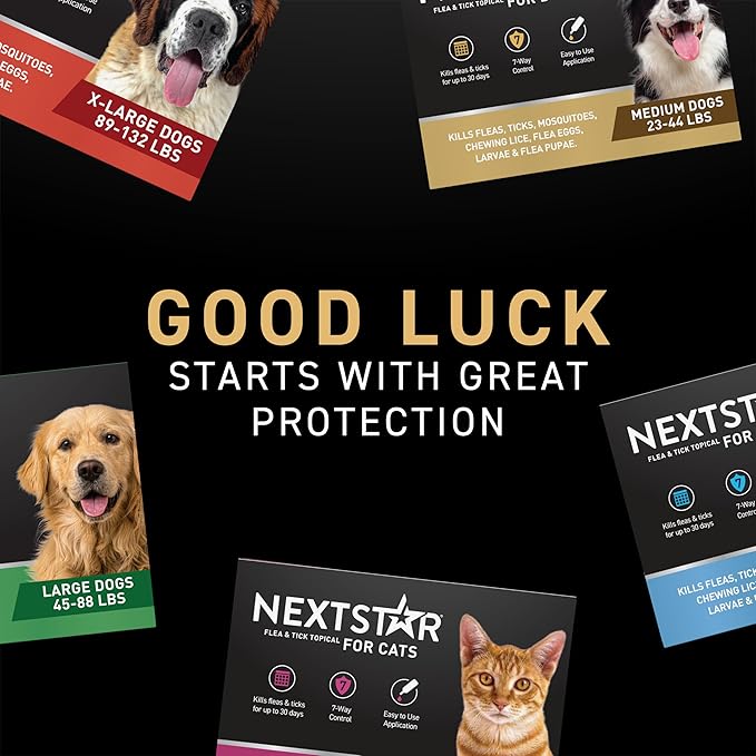 NEXTSTAR Flea and Tick Prevention for Dogs, Repellent, and Control, Fast Acting Waterproof Topical Drops. Medium Dog Tick & Flea Repellent, 1 Month Dose