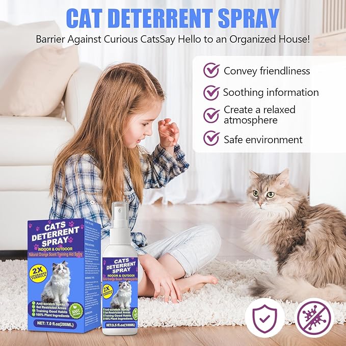 Cat Deterrent Spray - Cat Scratch Deterrent Spray for Furniture Protection, Scratch & Chew Deterrent – Effective Natural Non-Toxic Training Aid for Cats