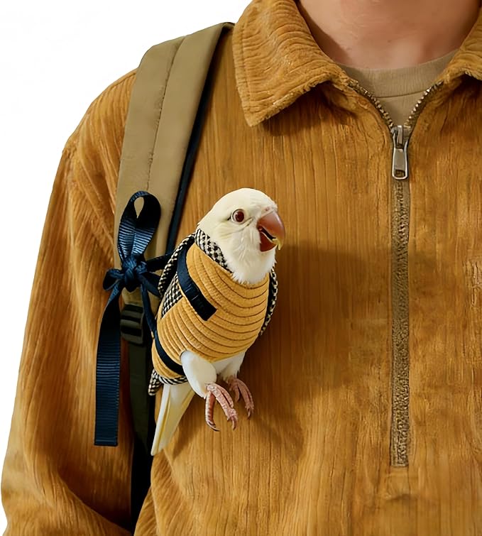 DRESSO Portable Bird Traval Carrier Bag, Escape Resistant Outdoor Harness Vest for Small Medium Parrots, Cockatiel, Budgie, Random Color(Large)