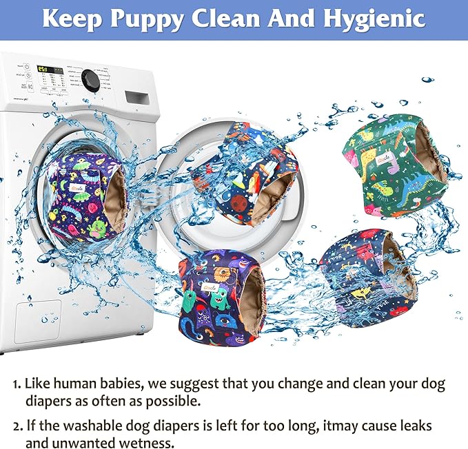 5 Pack Dog Diapers Male Reusable, Premium Belly Bands for Dogs, High Absorbing Male Dog Pee Wraps for Doggie in Incontinence or Excitable Urination and Training Cartoon XL