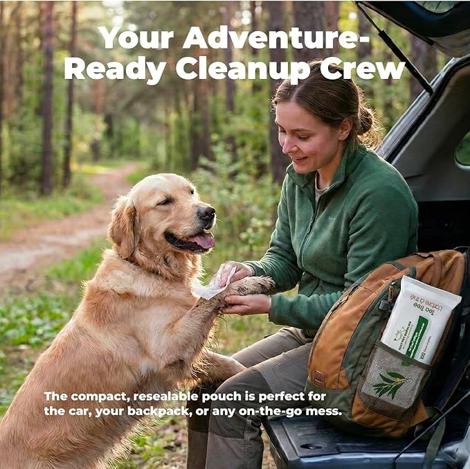 Best Pet Supplies 8" x 9" Large Dog Wipes - Cleaning and Deodorizing for Paws and Coat - Gentle Formula with Tea Tree Vitamin E for Puppies and Cats - 400 Count
