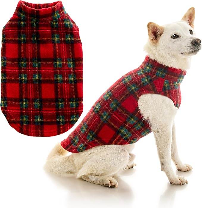 Gooby - Stretch Fleece Vest, Pullover Fleece Vest Jacket Sweater for Dogs, Plaid Red, 6X-Large