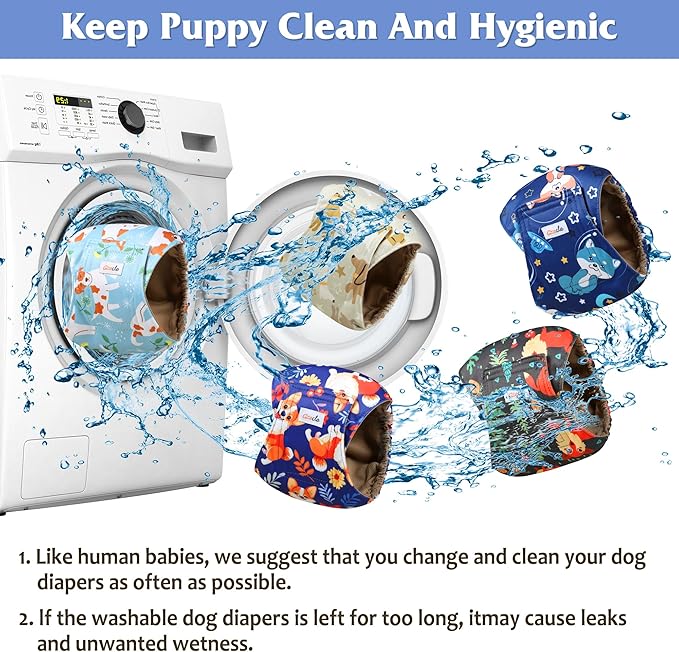 5 Pack Dog Diapers Male Reusable, Premium Belly Bands for Male Dogs, High Absorbing Dog Pee Wraps for Doggie in Incontinence or Training Flower M