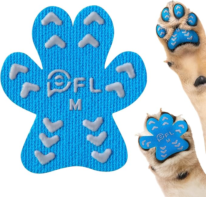 Non-Slip Dog Paw Protector Pads for Senior Dogs, Dog Paw Traction Stickers with Anti-Slip Rubber, Help Walk on Hardwood Floor, Blue 48pcs, M for 11-20lbs