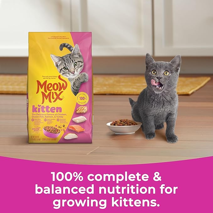 Meow Mix Kitten Li'L Nibbles Dry Cat Food, 3.15 Pound Bag (Pack of 4)