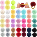 Qearl 48 Pcs Colored Ball Bows with Rubber Bands - Pet Hair Accessories for Dog, Puppy, and Cat Grooming