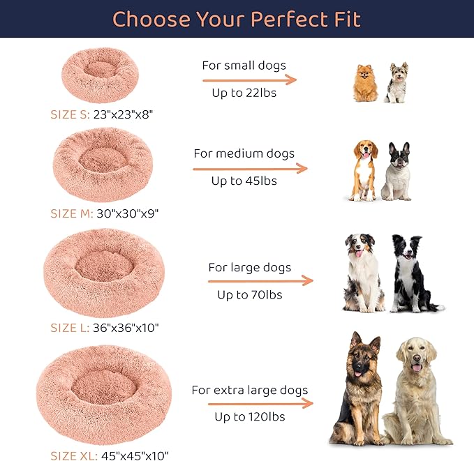 Donut Dog Bed - Premium Comfort for Anxiety Relief - Fluffy & Calming Design with Ultra-Plush Support | Cozy Round Dog Bed with Super Soft Circle Style (Size S Pink)