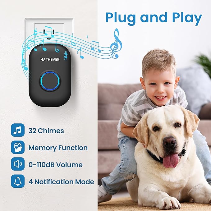 Dog Doorbell for Potty Training, Wireless Doggie Door Bell Operating at 1000 Feet with IP65 Waterproof Touch Button, 32 Melodies & 4 Notification Modes