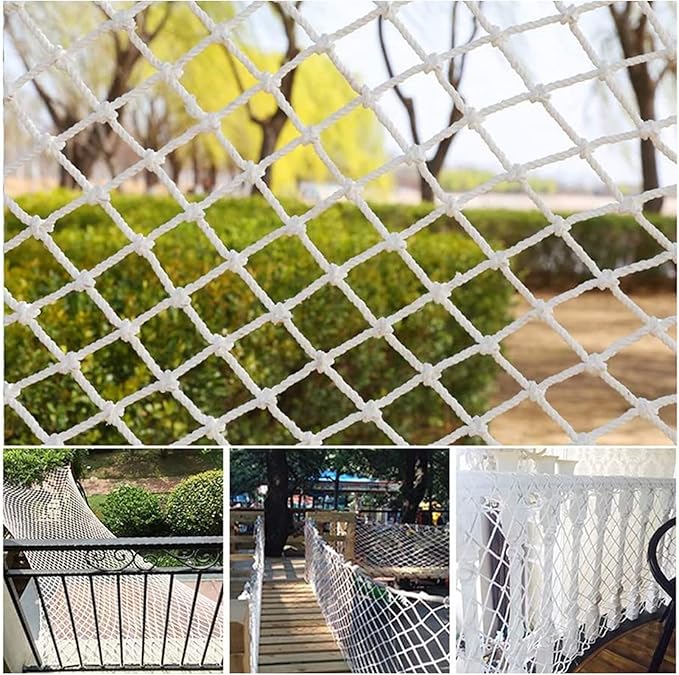 SCITOY Rope Net for Playground Safety Net in White Nylon Child pet Cat Safety Anti-Fall Net for Stair Railings Balcony Patio Protection 5cm mesh,6x6m(20x20ft)