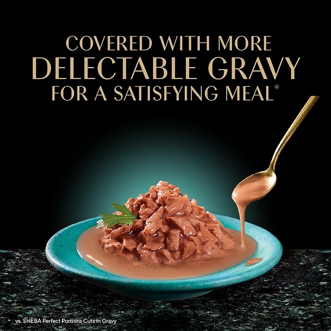 Sheba Gravy Indulgence Adult Wet Cat Food,Wet Food for Cats Salmon Entree in Extra Gravy,2.6 oz. Twin-Pack Trays (,48 Servings),24 Count (Pack of 2)