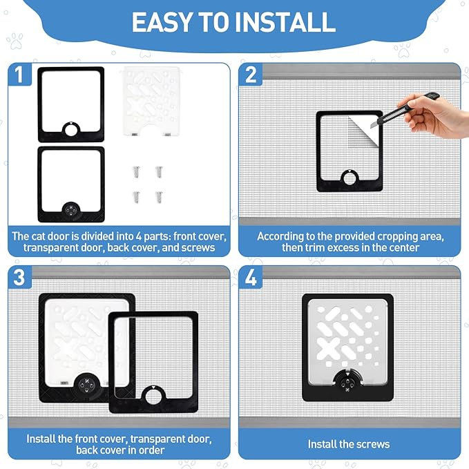 Multi-Use Small Pet Door – for Litter Box, Cabinet, Cage & DIY Projects – Privacy Door Flap for Cats, Rabbits & Small Dogs (9.8" x 11.8" Cutout, Easy Install)